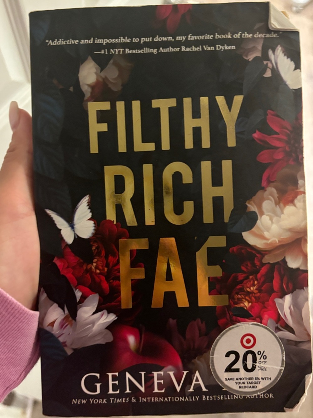 Geneva Filthy Rich Fae — Black, Gold & Red Floral Cover